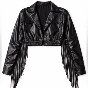 Dolls Kill Faux Leather Punk Grunge Fringe Moto Jacket ♠️